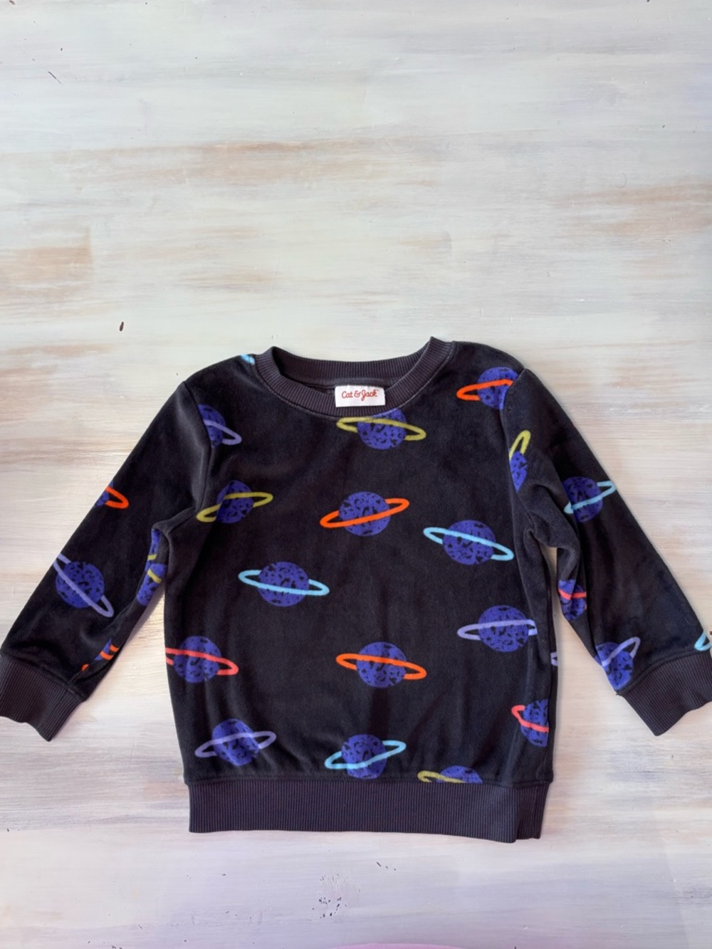 Cat & Jack Black Planet Print Kids Sweatshirt with Colorful Rings